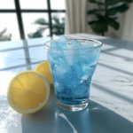 Blue salt trick ingredients drink made with lemon, ice, and mineral rich blue salt