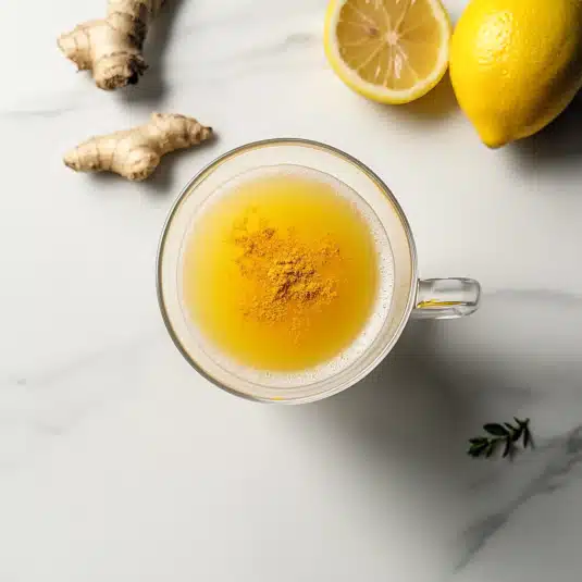 A refreshing glass of the Cortisol Cocktail for Weight Loss filled with ice cubes and a bright orange drink being poured in