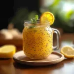Natural Zepbound recipe beverage featuring chia seeds, lemon juice, and mint leaves for detox and hydration.