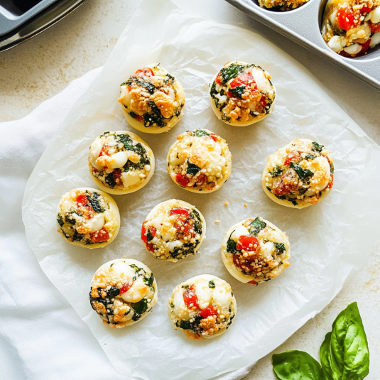 Egg white bites with spinach, roasted red peppers