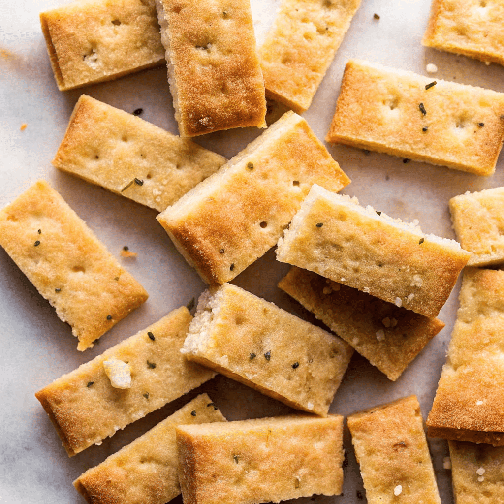 rosemary shortbread cookies topped with fresh rosemary sprigs, arranged on parchment paper