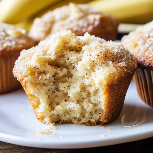 Banana buttermilk muffins with golden domed tops cooling on a wire rack,