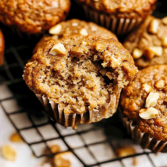 best banana nut muffins with chopped walnuts and a soft, fluffy interior, freshly baked and golden brown.