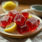 Homemade protein jello-weight-loss-recipe pomegranate juice, and fresh lemon slices for weight loss support