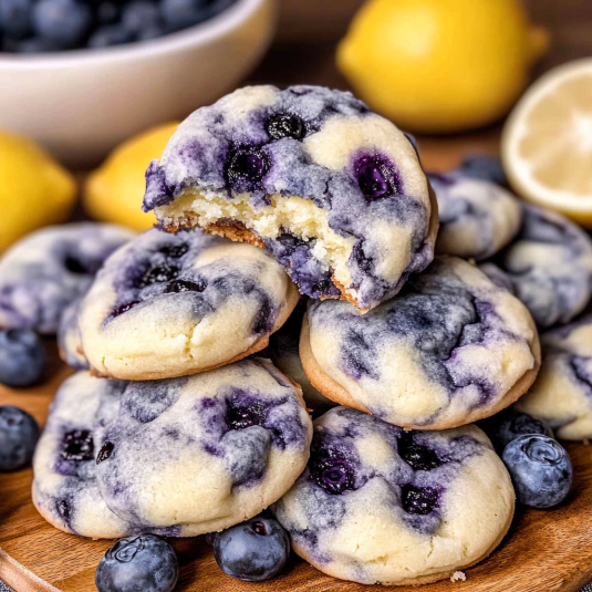Lemon Blueberry Cheesecake Cookies with jammy blueberries and creamy