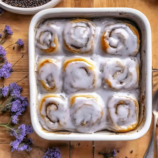 London Fog roll topped with Earl Grey vanilla glaze