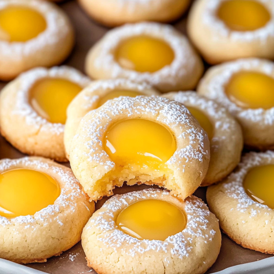 lemon curd thumbprint cookies with soft buttery texture and bright lemon curd center