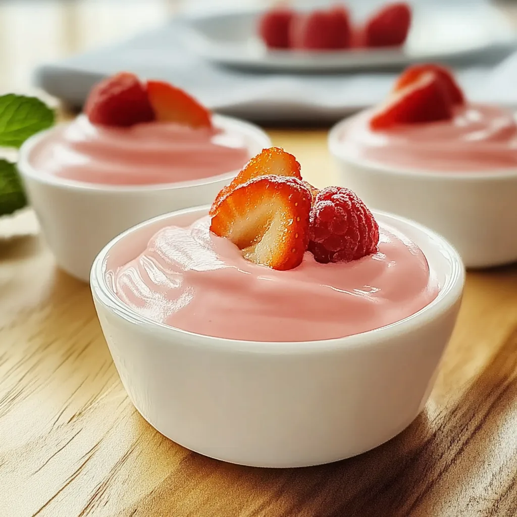 protein Jell O recipe made with non fat Greek yogurt and fresh strawberries